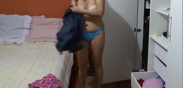  My wife&039;s sister comes home from a party and undresses in front of the employee, exhibits herself and asks him to fuck